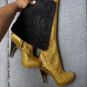 Giuseppe Zanotti gold Foil shearling boots